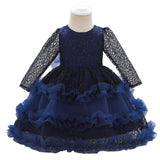 Kid Baby Girl Princess Lace Sleeve Gauze Flower Dresses