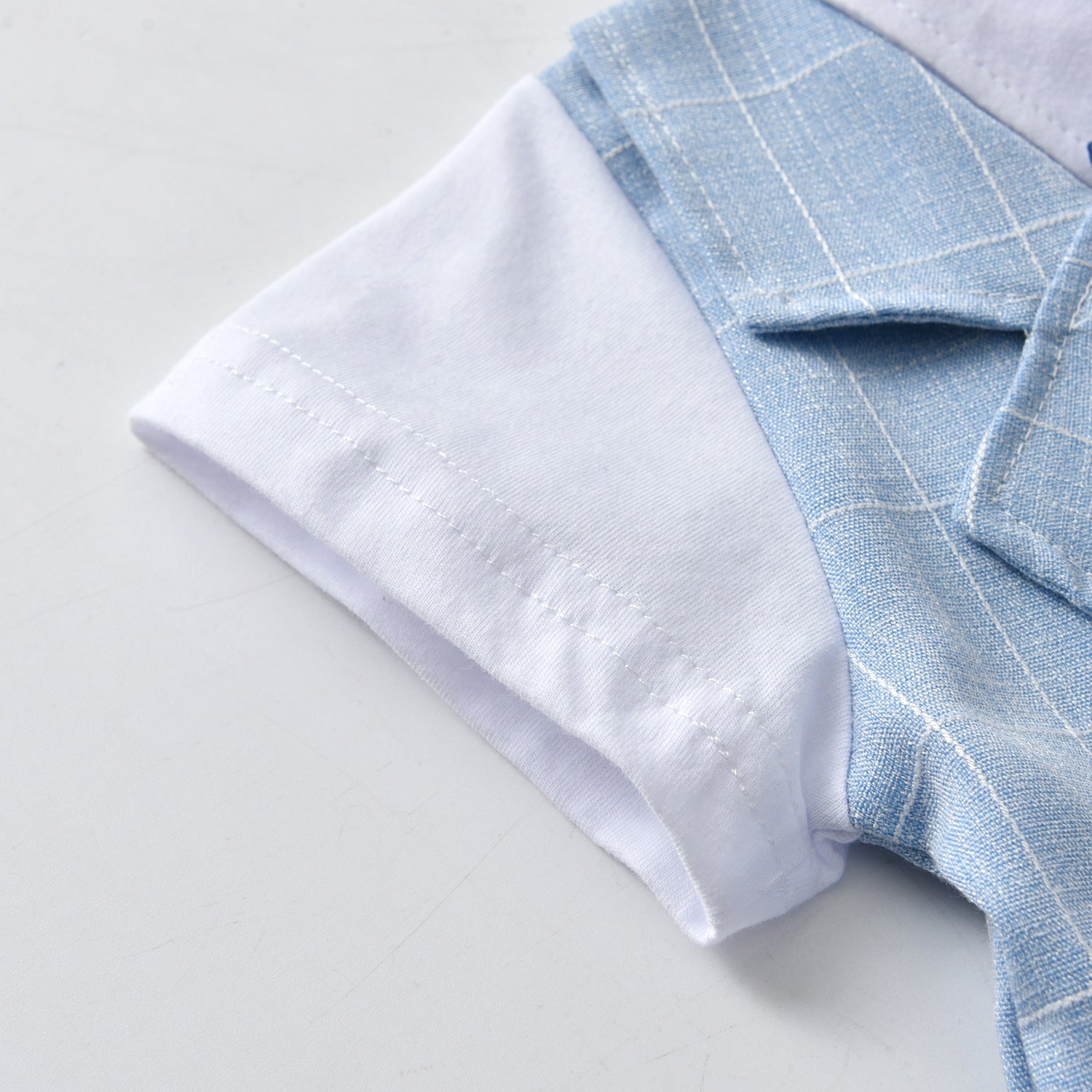 Kid Baby Boy Suit Summer Checked Gentleman Short Sleeve 2 Pcs Set