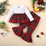 Kid Baby Girls Fall Winter Explosive Plaid Printed Christmas Sets 2 Pcs