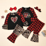 Kid Baby Girls Spring Valentine's Day Long Sleeve 3 Pcs Sets