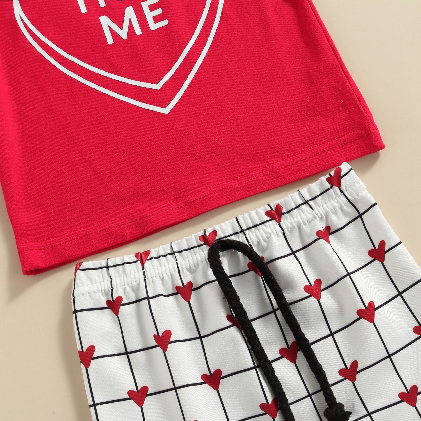 Baby Girl Valentine's Day Love Printed Short Sleeve 3 Pcs