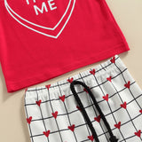 Baby Girl Valentine's Day Love Printed Short Sleeve 3 Pcs