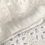 Family Matching Summer Sexy Lace Round Collar Flounces Quarter Sleeve Dresses