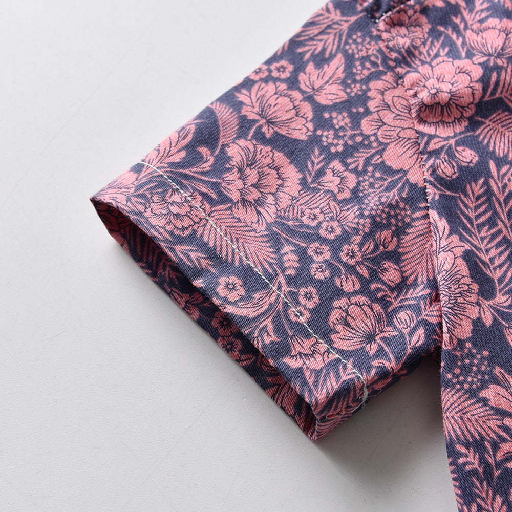 Kid Baby Boys Summer Short Sleeve Floral Casual 3 Pcs Sets