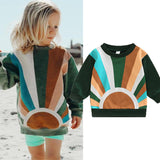 Autumn Kids Baby Girls Sweatshirt Sun Print Long Sleeve Sweaters Tops
