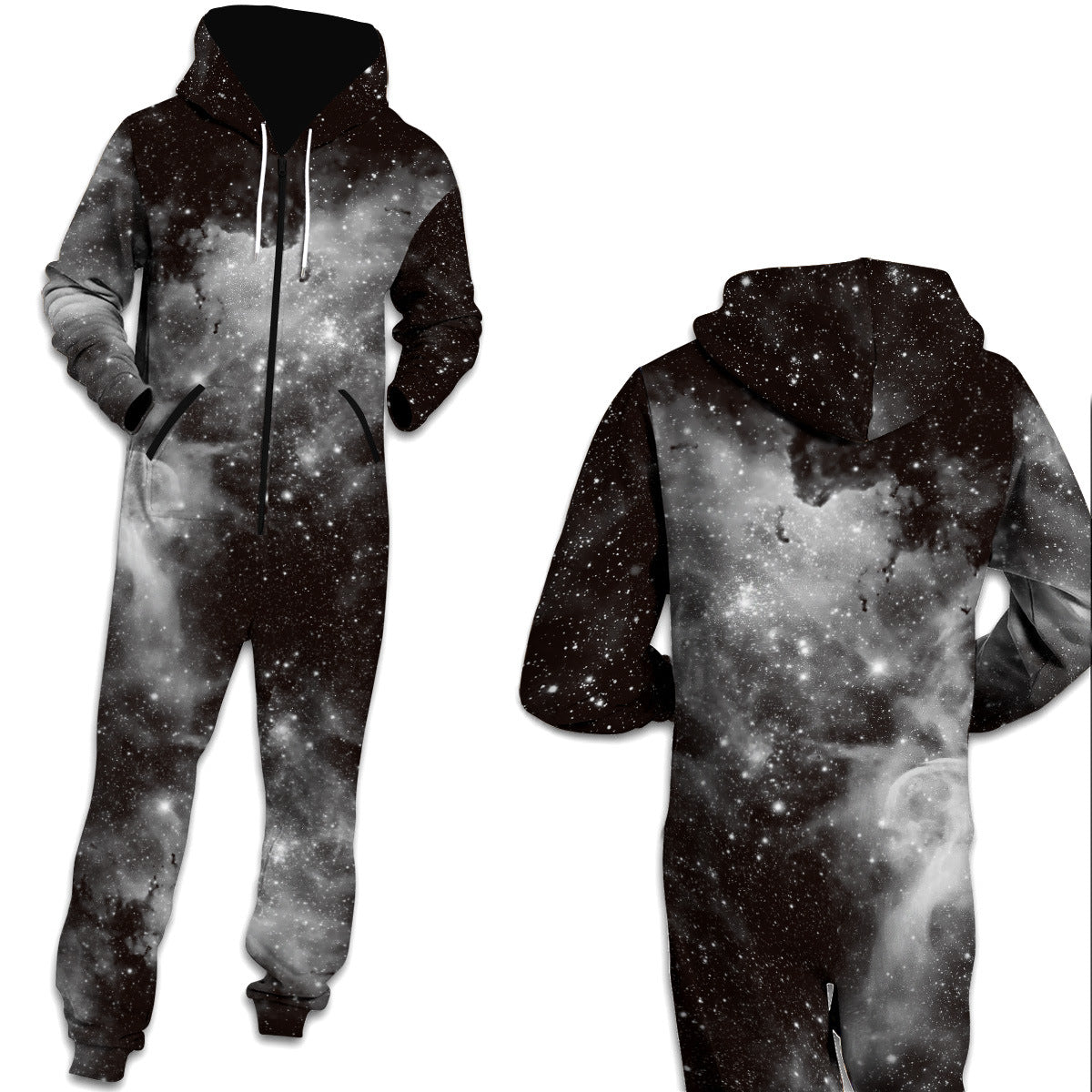 Family Matching Star Digital Print Fashion Zipper Long Sleeve Pajamas