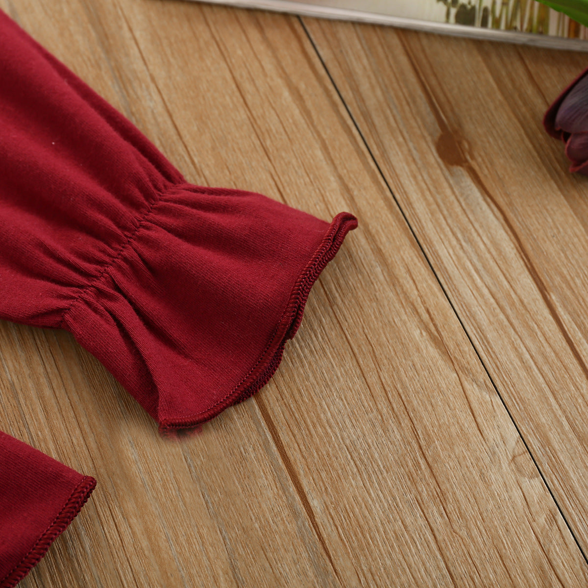 Baby Kid Girl Suit Valentine's Day Plaid Heart Top Bell Bottoms 2 Pcs Sets