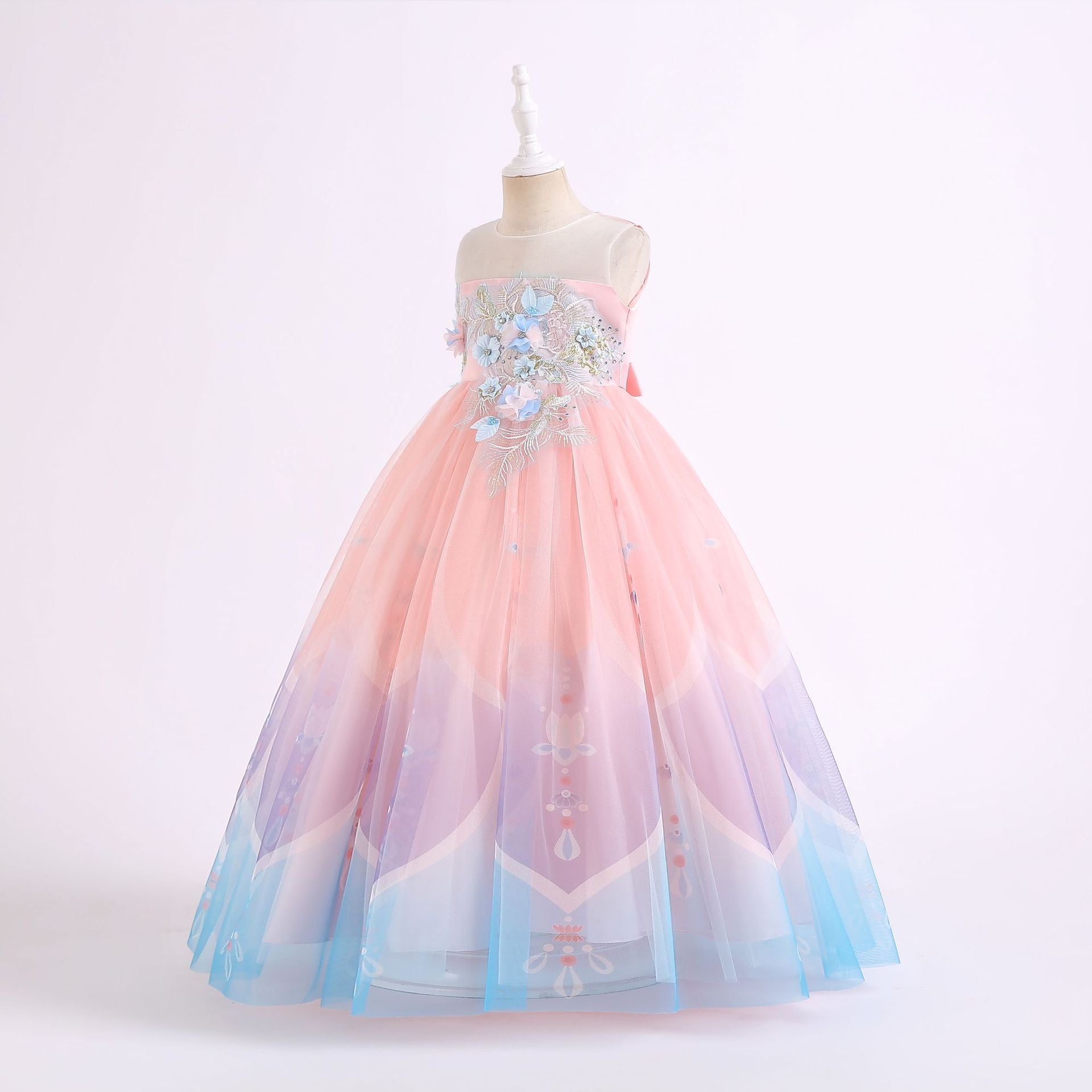 Kid Girl Mesh Evening Formal Princess Dress