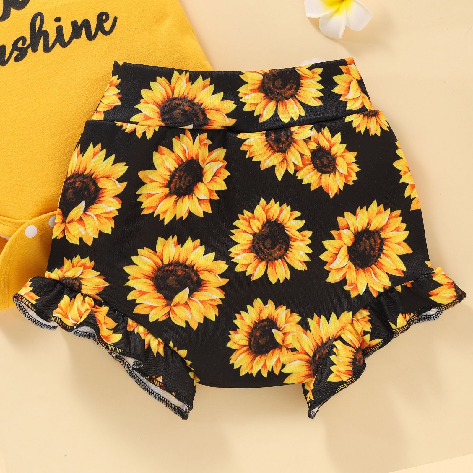 Baby Girls Round Collar Sleeveless Printed Shorts 2 Pcs Sets