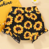 Baby Girls Round Collar Sleeveless Printed Shorts 2 Pcs Sets