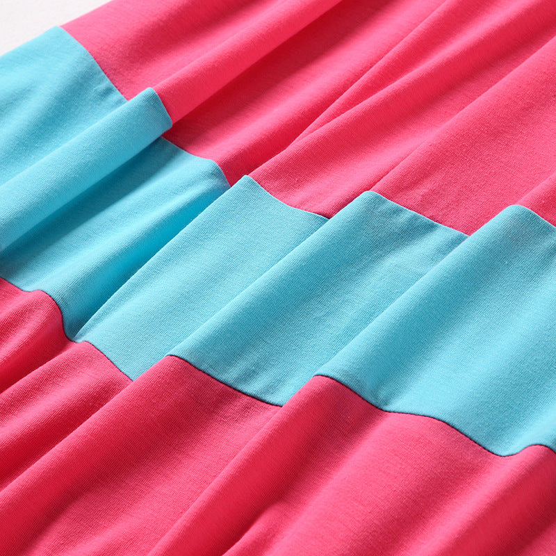 Family Matching Solid Color Patchwork Mother-daughter Vest Dresses