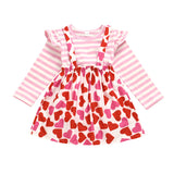 Kid Baby Girls Valentine's Day Stripe 2 Pcs Sets