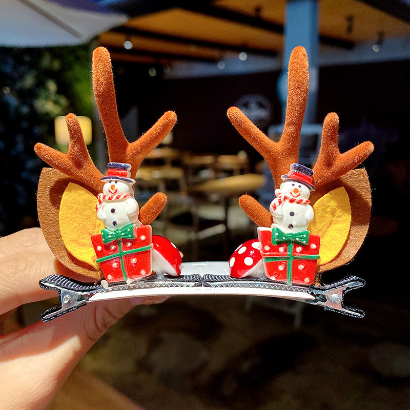 Kid Girl Christmas Hair Clip Small Antler Clip Elk Headdress Three-dimensional Headwear