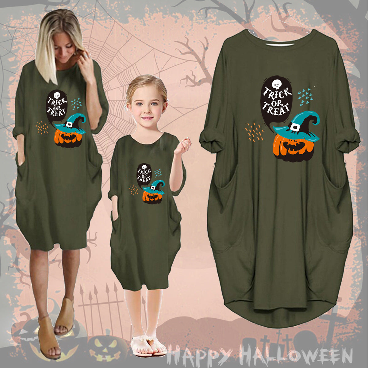 Family Matching Parent-child Autumn Halloween Mother-daughter Dress