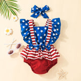 Baby Summer Festival Sleeveless Independence Day Striped Rompers