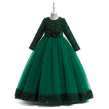 Kid Girl Princess Long Sequin Christmas Cosplay Dress