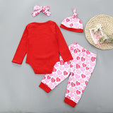 Baby Girl Valentine's Day Spring Infants Letter Long Sleeve Harding Heart 3 Pcs Sets