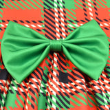 Kid Girl Bow Red Plaid Christmas Party Dresses