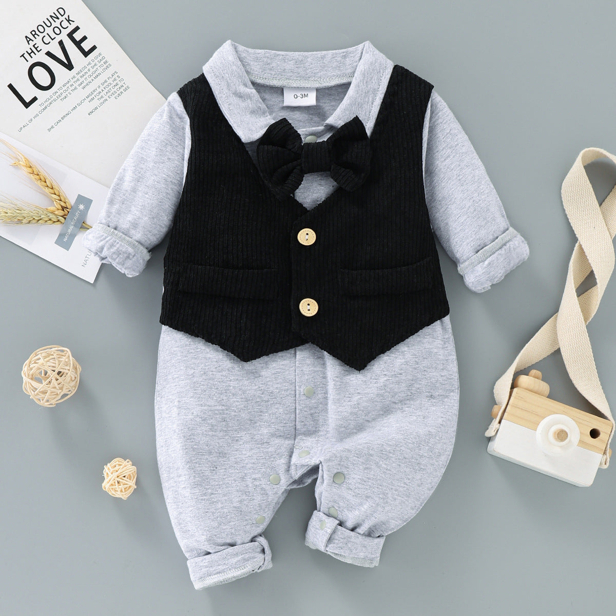Baby Boy Gentleman Fashion Suit Long Sleeve Fake 2 Pcs Sets