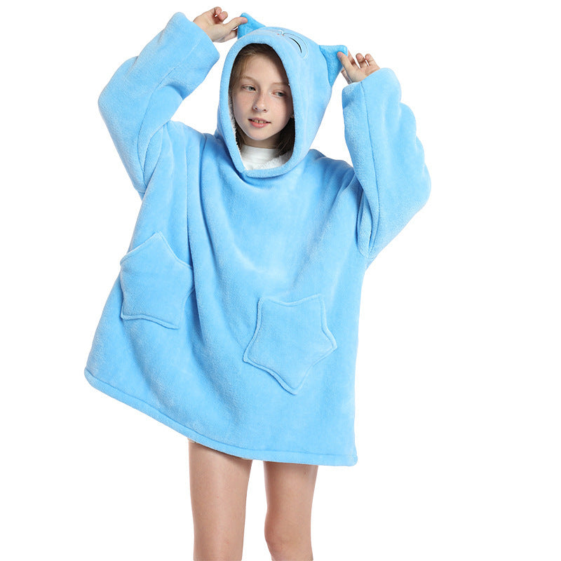 Kid Girl Flannels Blanket Hooded Home Robe Pajamas