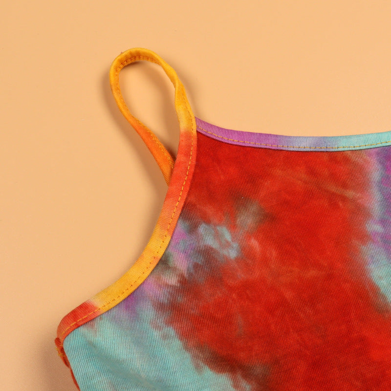 Family Matching Mother-daughter Tie Dye Holiday Beach Dresses