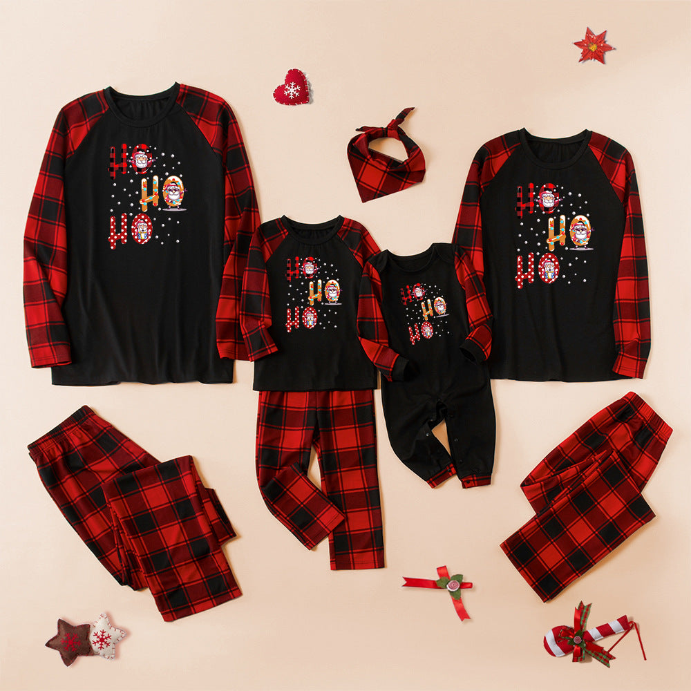 Family Matching Christmas Raglan Sleeves Parent-child Pajamas