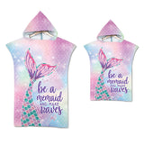 Mermaid Hooded Microfiber Fabric Beach Towel Bathrobe Pajamas for Adult Kid