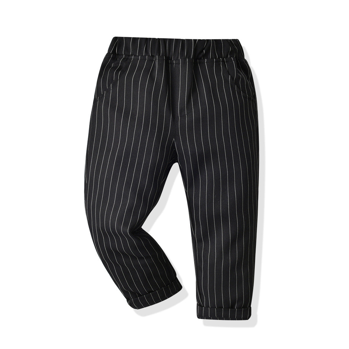 Kid Baby Boy Suit Long-sleeved White Striped Gentleman Formal 2 Pcs Sets