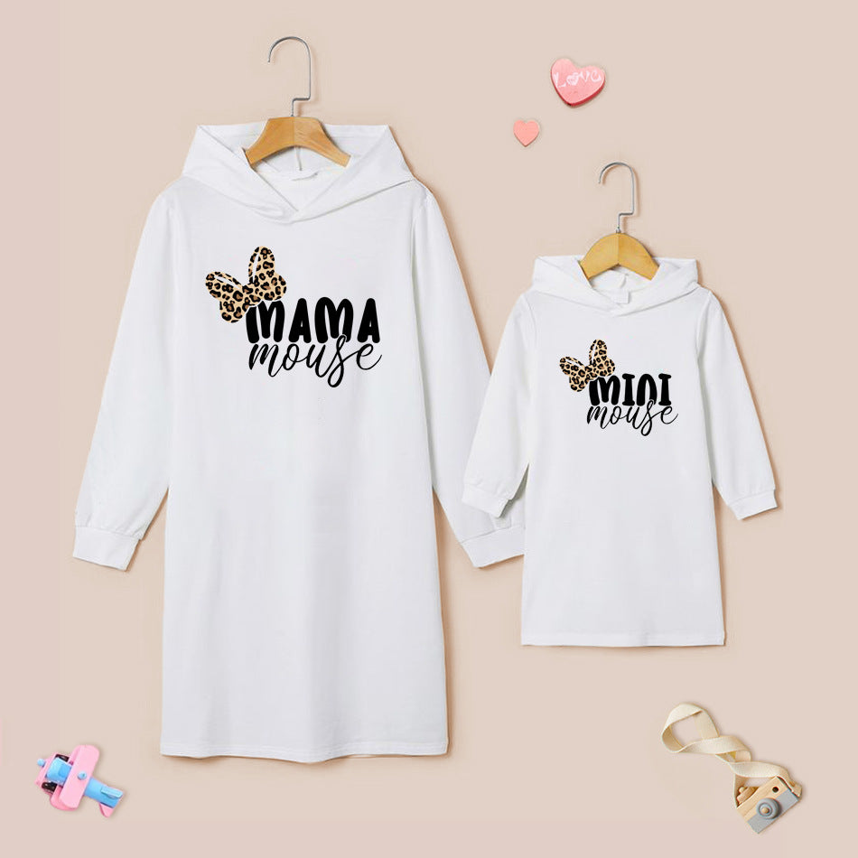Family Matching Parent-child Hoodie Letter Love Printed Mother-daughter Dress