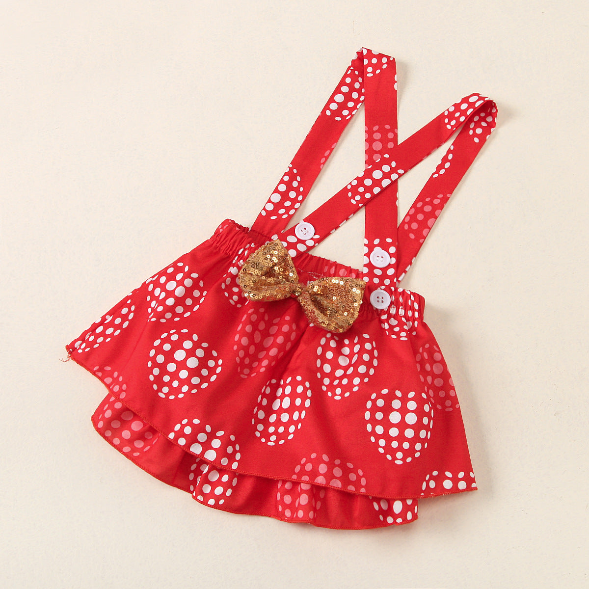 Baby Girl Valentine Party White Printed Dress 4 Pcs Sets