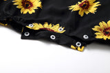 Family Matching Flower Printed V-neck Parent-child Dresses