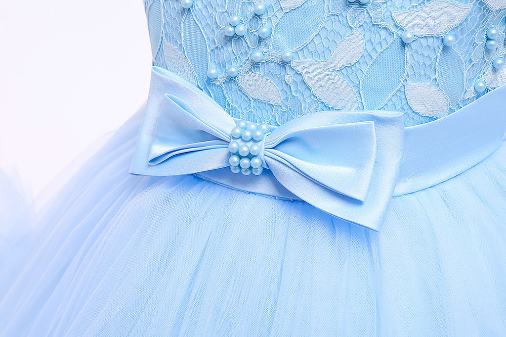 Kid Baby Girl Princess Trailing Wedding Shampong Gauze Host Dresses
