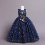 Kid Girl Princess Floral Sequined Long Wedding Lace Dresses