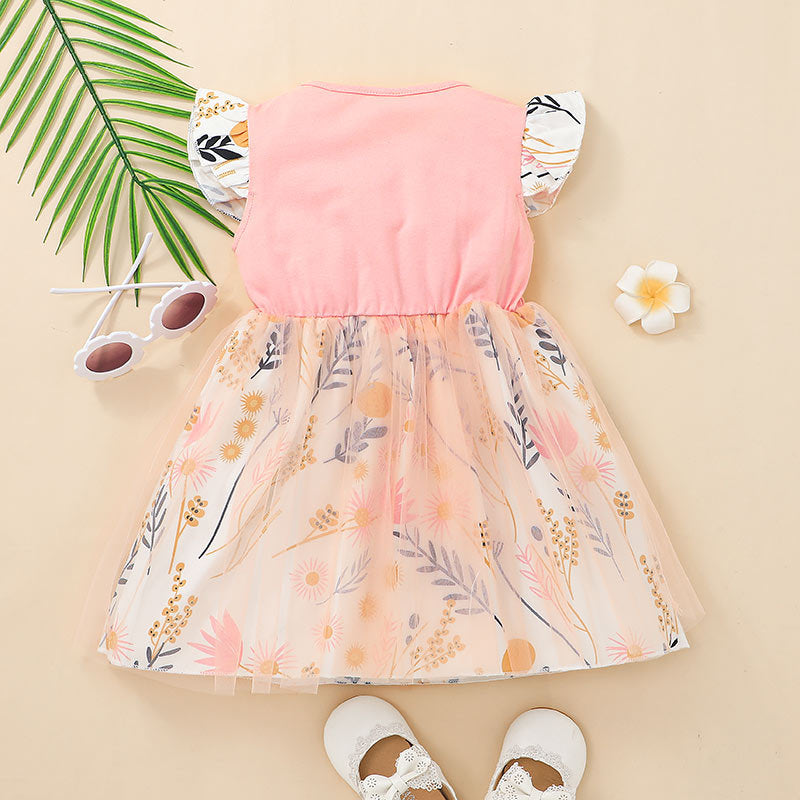 Baby Girl Flower Summer Sweet Alphabet Printed Princess Dresses