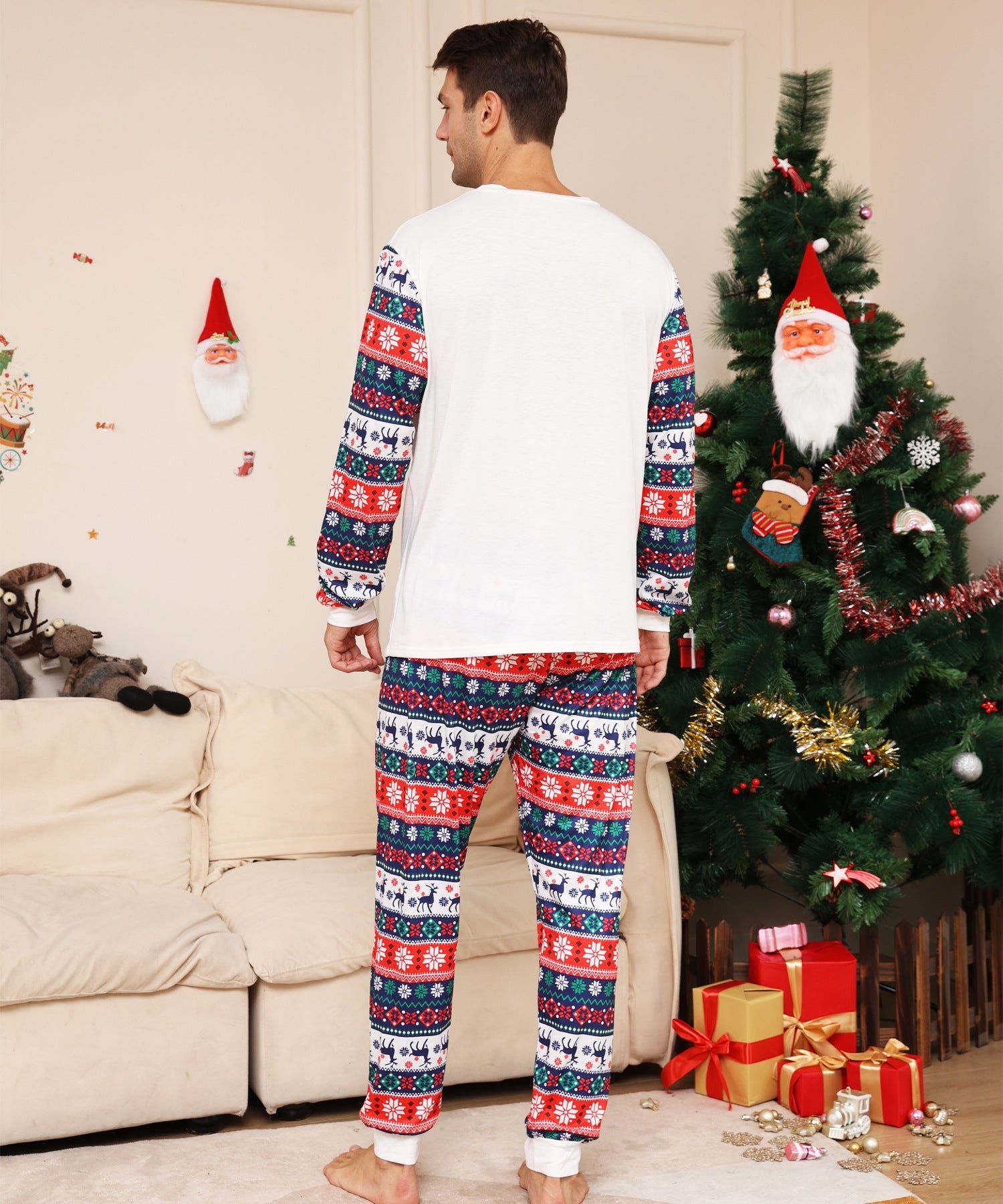 Family Snowman Flower Deer Letters Christmas Parent-child Pajamas