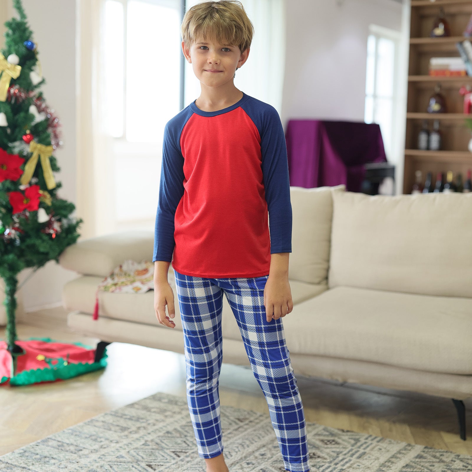 Family Matching Plaid Printed Pajamas Mother Daughter Parent-child Wear