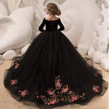 Kid Baby Girls Tuxedo Evening Sweet Embroidery Host Piano Dresses