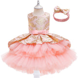 Kid Baby Girl Christmas Long Dress Bow Lace Evening Dress
