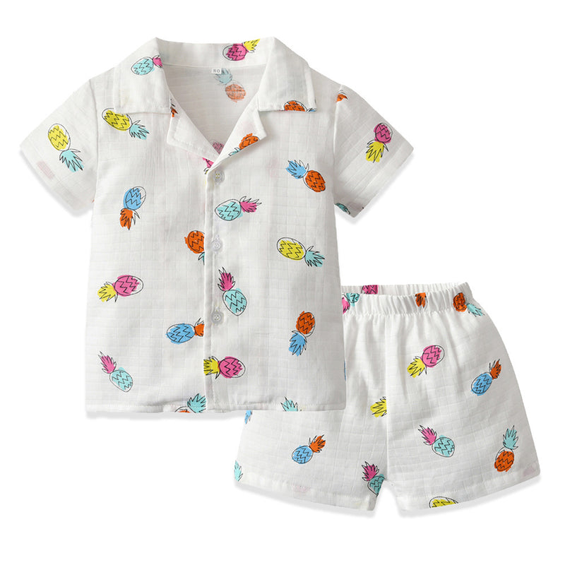 Kid Baby Boy GirlCotton Pajamas Summer Short Sleeve Cartoon Casual 2 Pcs