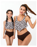 Family Matching Mother-daughter Split Bikini Leopard Print Sexy Swimsuit