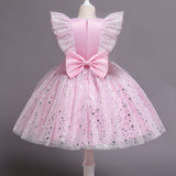 Kid Girl Flying Sleeve Princess Star Gauze Pompous Dresses