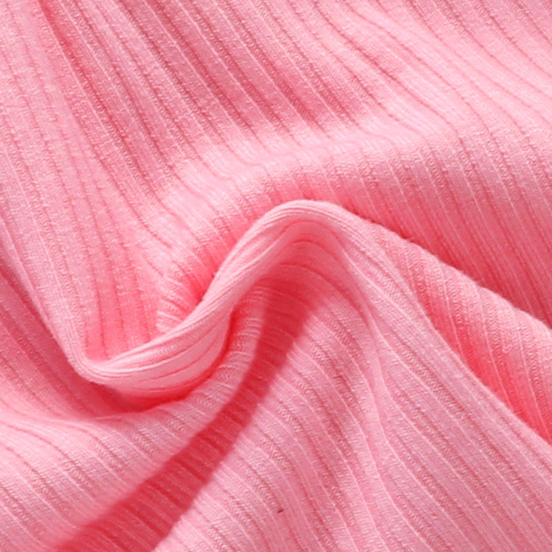 Kids Baby Girl Suit Solid Neck Long Sleeve Ripped Flared Sets 2 Pcs