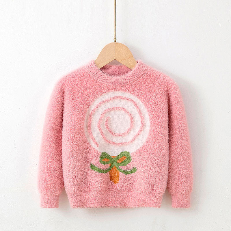 Kid Baby Girl Winter Mink Cashmere Pullover Sweater