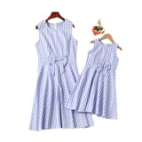 Family Matching Parent-child Bow-tie Plaid Dress