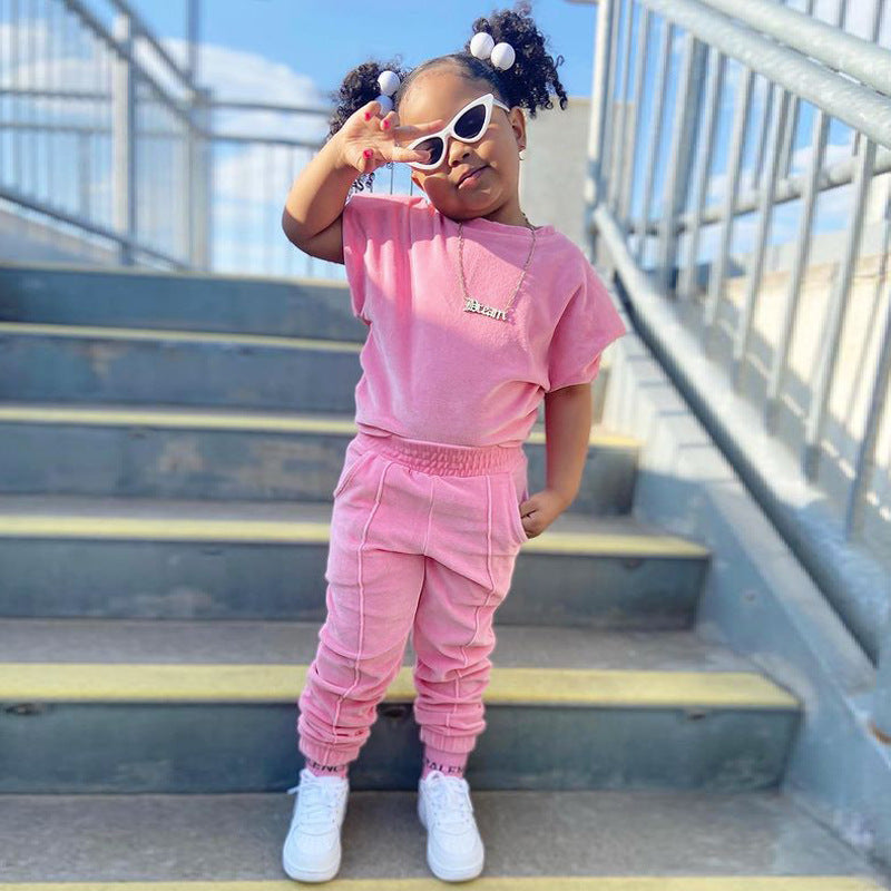 Kid Baby Girl Spring Summer Short Sleeve 2 Pcs Set