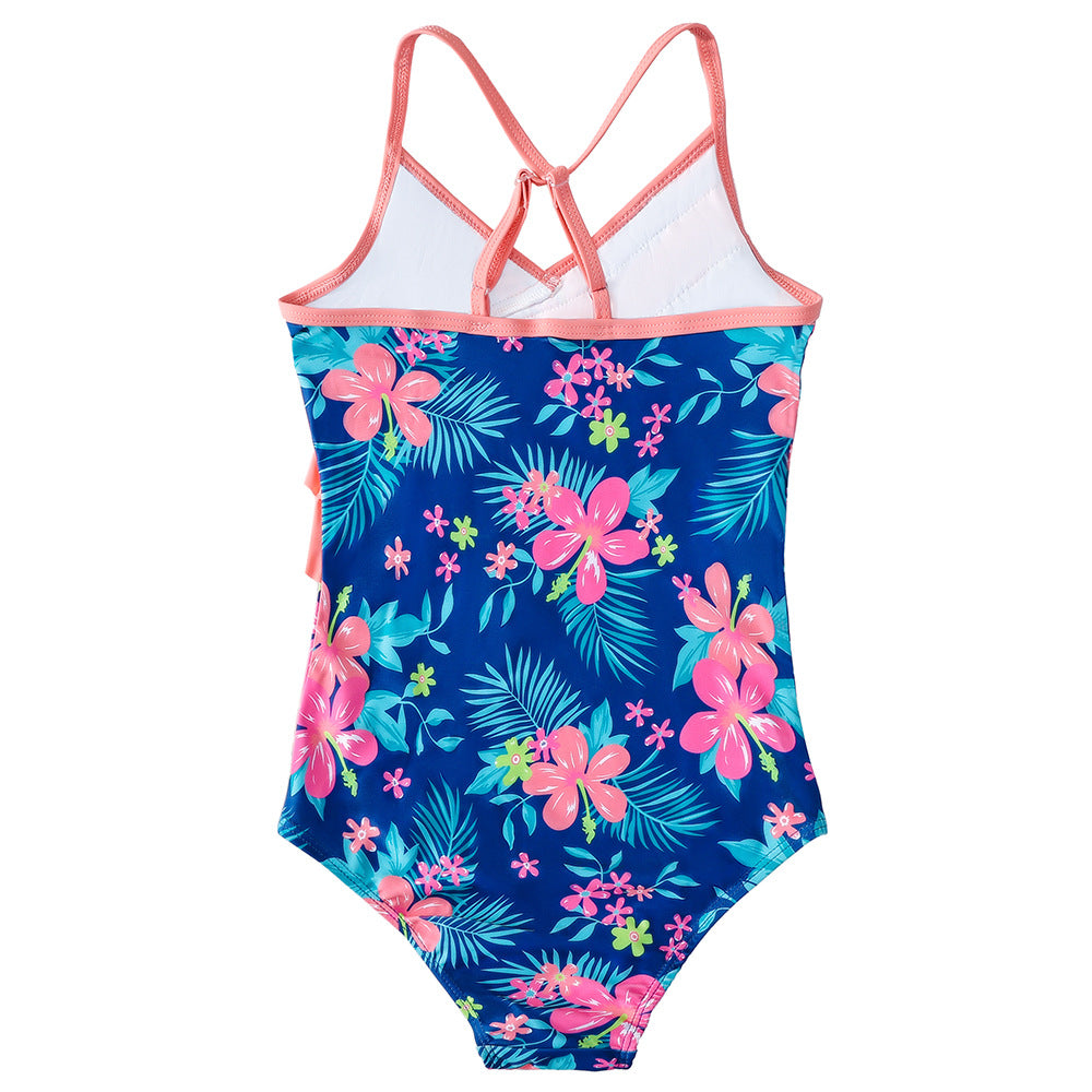 Kid Girls Swimsuit Ruffled One-piece Soaking Spring Beachwear