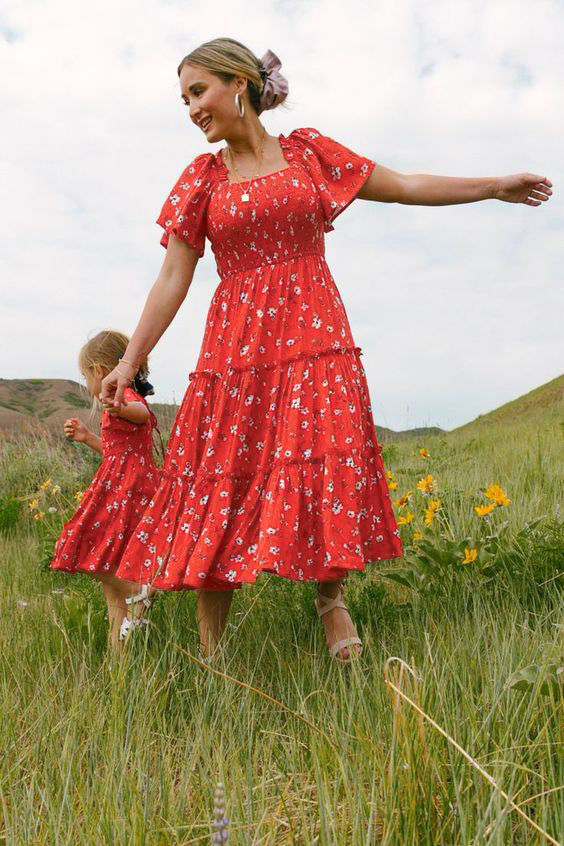 Family Matching Parent-child Sweet Leisure Holiday Dresses