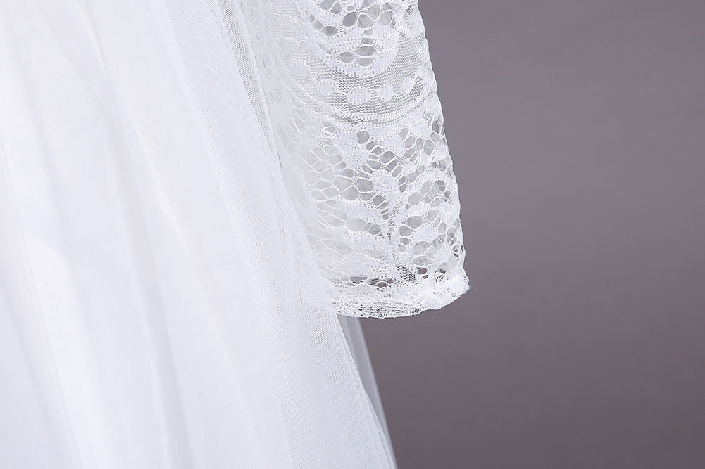 Kid Girl Flower Wedding Lace Gauze Dresses 3-12T