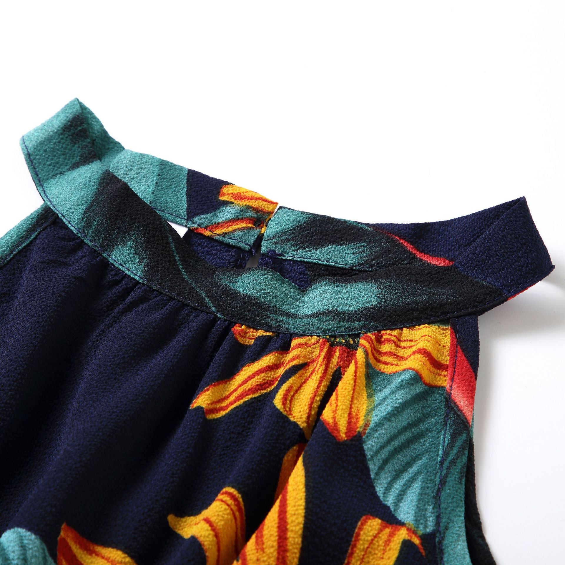 Family Matching Mother Child Jumpsuit Blue Printed Summer Dresses