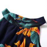 Family Matching Mother Child Jumpsuit Blue Printed Summer Dresses